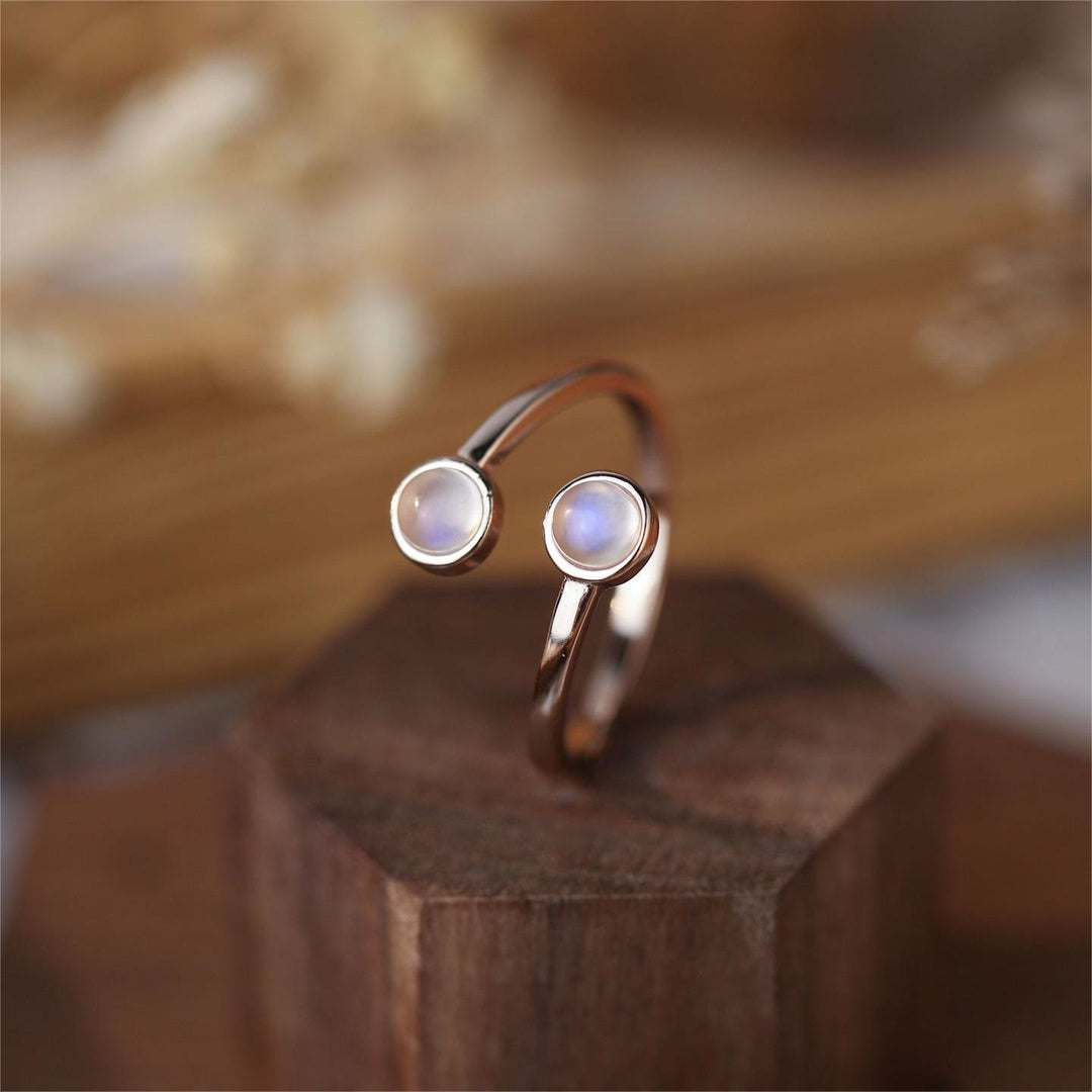 Anello aperto regolabile Olivenorma Moonstone S925 