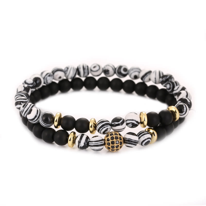 Bracciale da uomo con perline a due strati in cristallo naturale Olivenorma