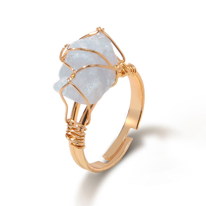 Anello con pietra preziosa naturale irregolare e ruvida Olivenorma