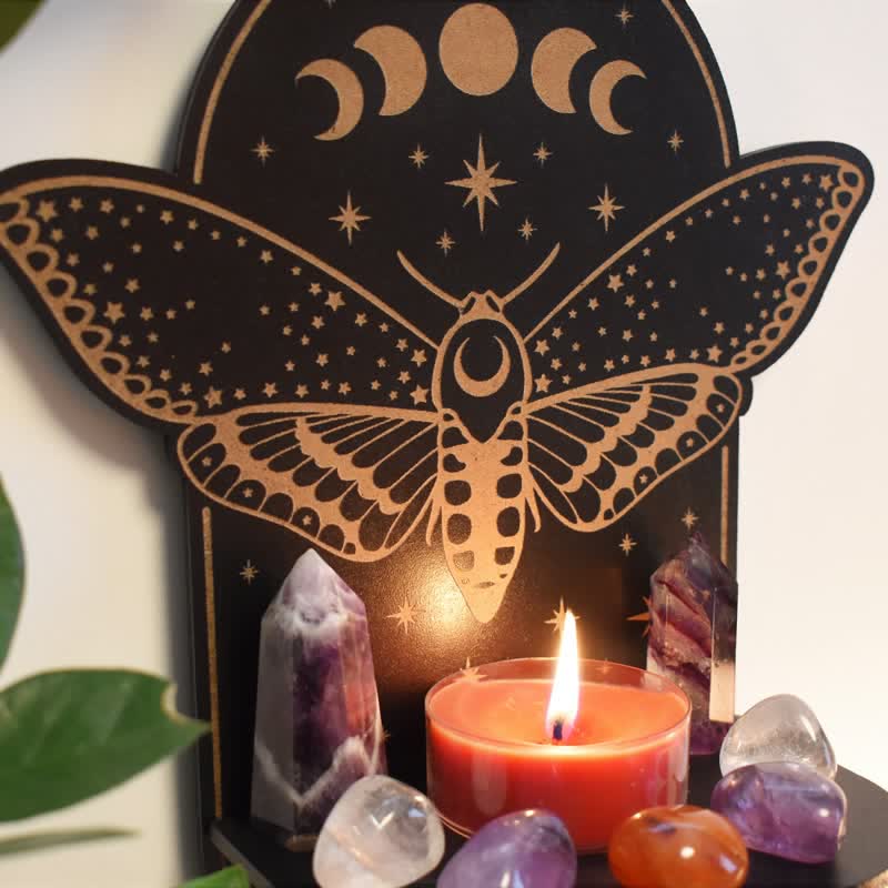 Olivenorma Magical Moth Moon Altar Ripiano di cristallo