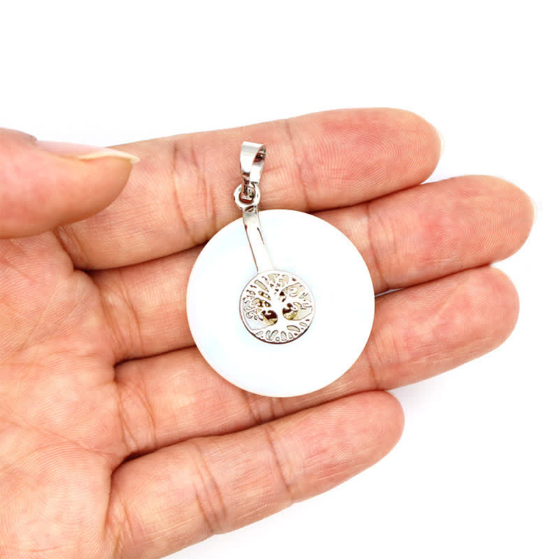Collana con fibbia della pace in cristallo naturale Olivenorma e albero della vita