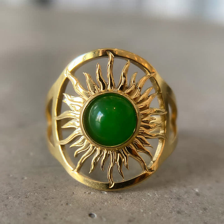 Olivenorma "Sun Arise" - Anello in giada verde celeste