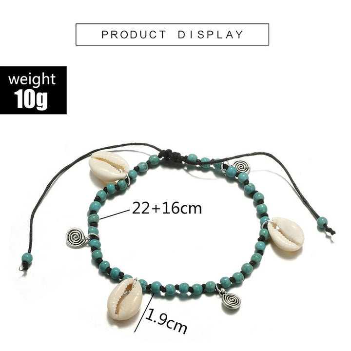 Olivenorma Bracciale Cavigliera con Ciondolo in Perline di Turchese Naturale