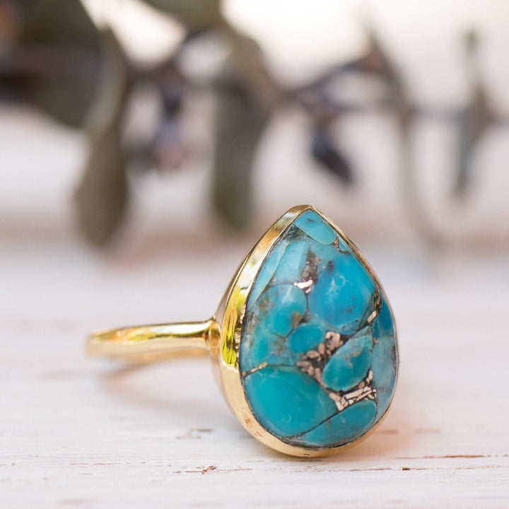 Anello a goccia in rame turchese Olivenorma