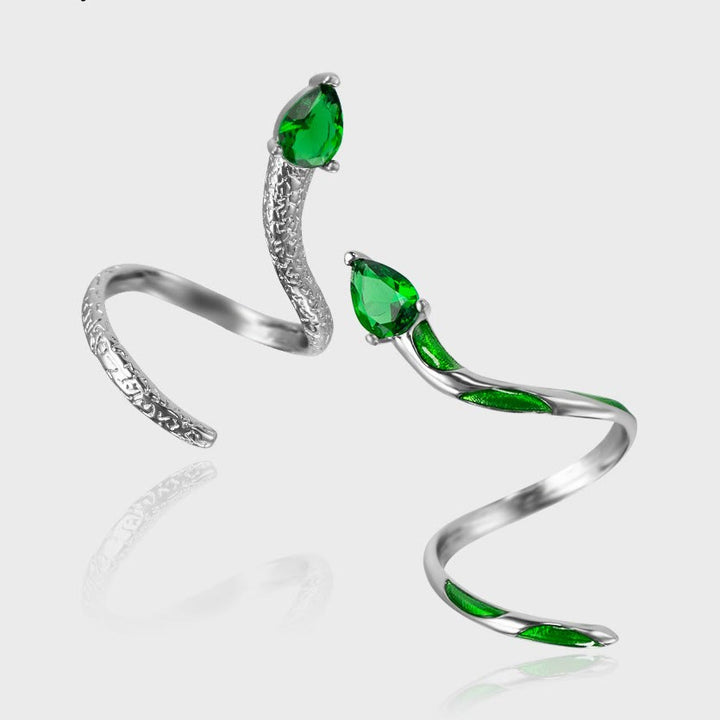 Anello per polsino con nocche con serpente color smeraldo Olivenorma
