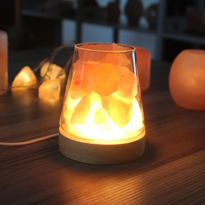 Olivenorma Calice di fuoco a forma di cristallo o lampada di sale rosa dell'Himalaya