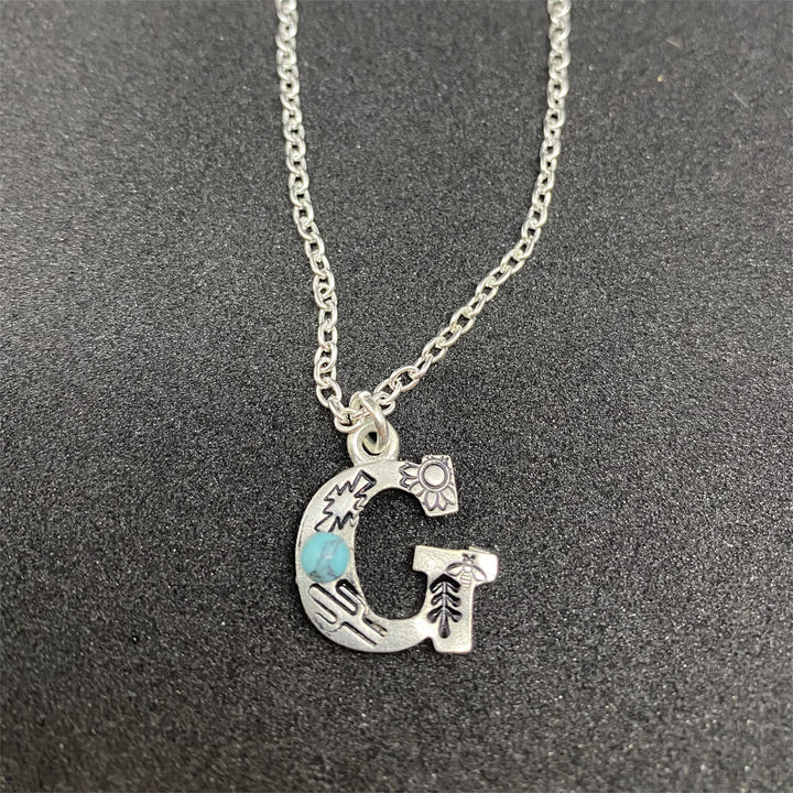 Collana con iniziale stampata in turchese naturale Olivenorma - image 4