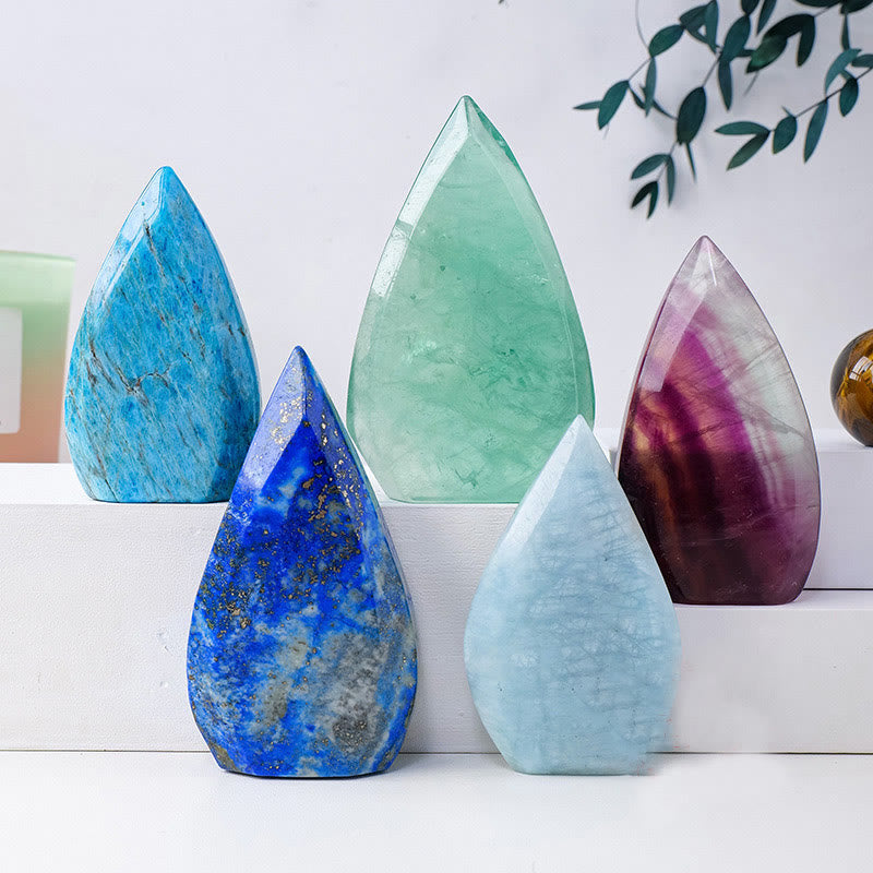 Ornamenti a forma di fiamma in cristallo naturale Olivenorma, decorazione con pietre preziose