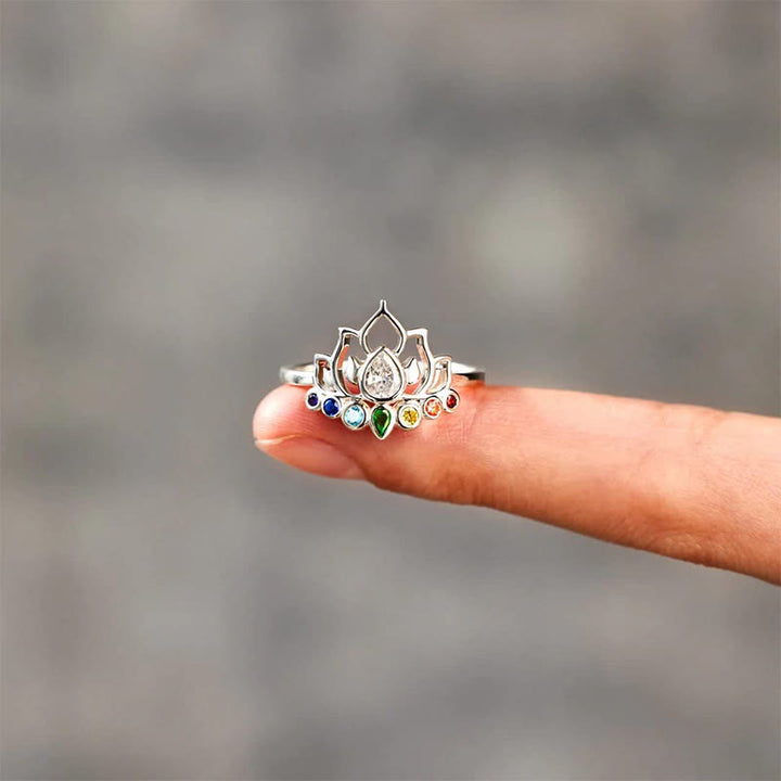 Olivenorma Lotus con 7 Chakra Yoga Anello Arcobaleno