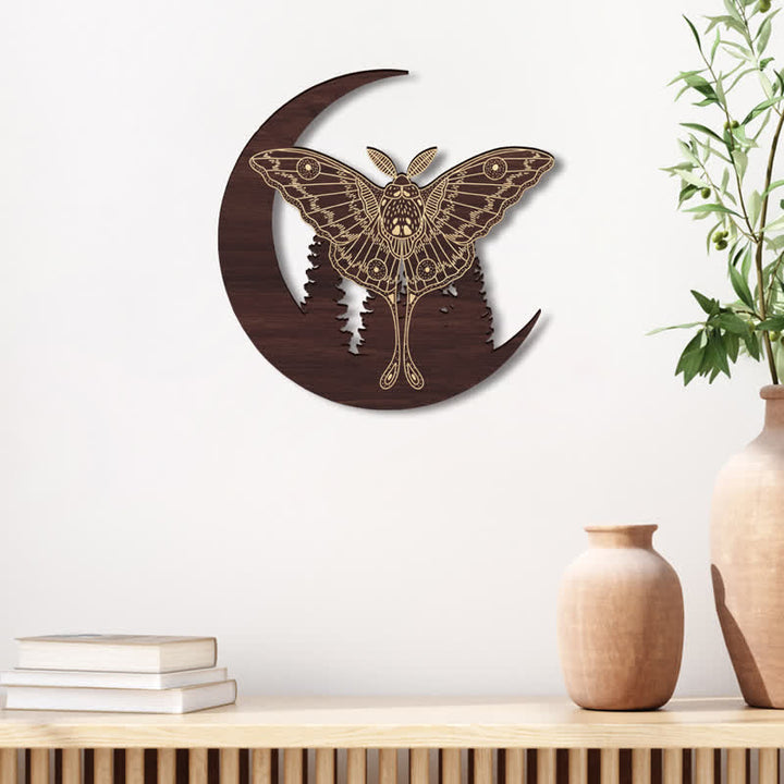 Decorazione da parete in legno Olivenorma Crescent Moon Moth