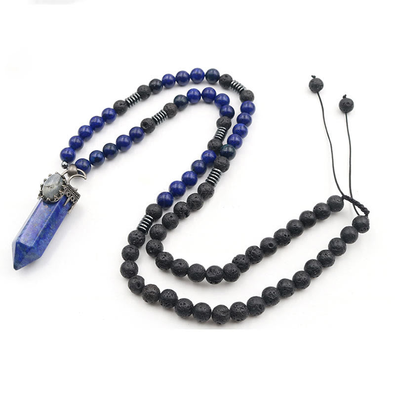 Collana Mala con ciondolo a prisma esagonale in cristallo naturale Olivenorma 