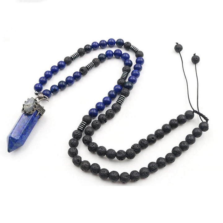 Collana Mala con ciondolo a prisma esagonale in cristallo naturale Olivenorma 