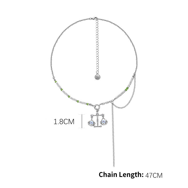 Collana in lega con ciondolo zodiacale in pietra di luna Olivenorma 