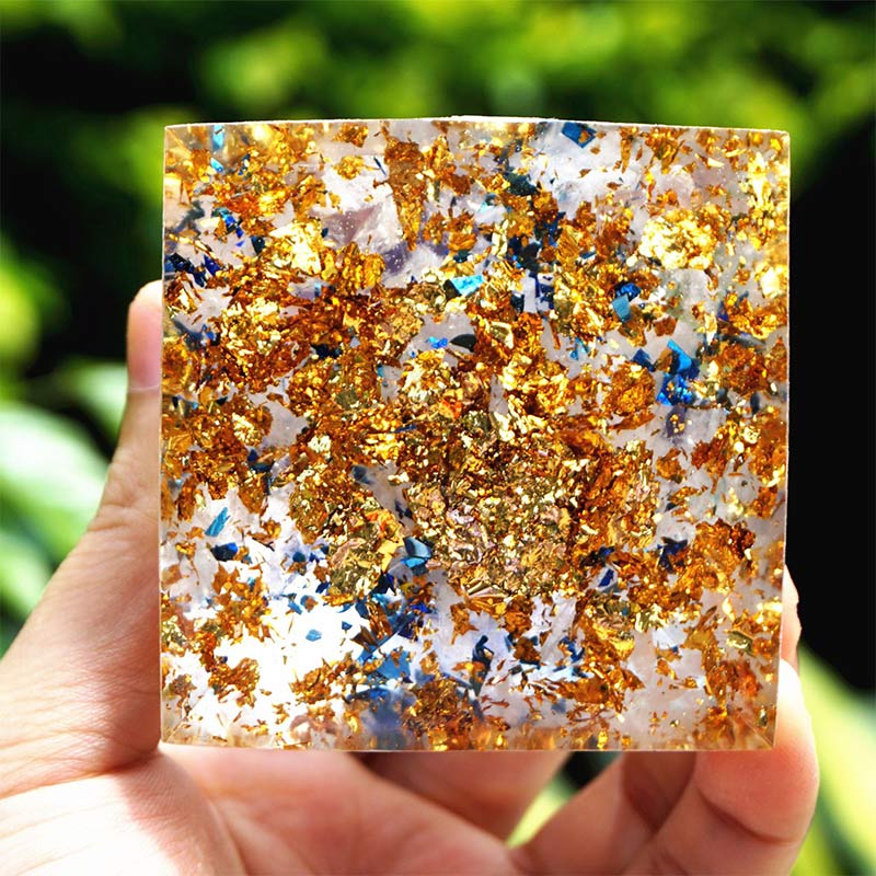 Ametista Olivenorma con Quarzo Ialino Cancro Zodiac Orgone Pyramid 