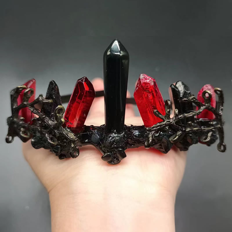 Fascia per capelli a corona con colonna di ossidiana di quarzo rosso naturale Olivenorma