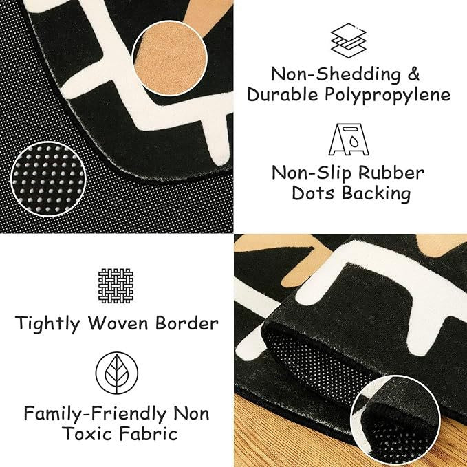 Olivenorma Tappeto antiscivolo per il bagno con motivo Evil Eye nero, lavabile 