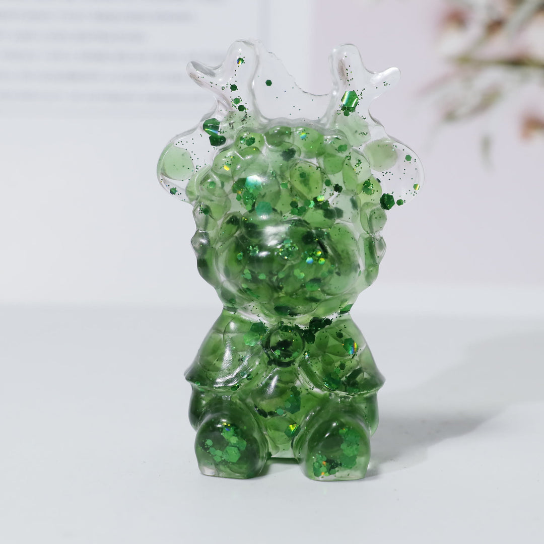 Ornamento di alce in cristallo naturale Olivenorma, decorazione con pietre preziose