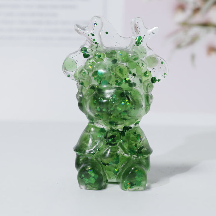 Ornamento di alce in cristallo naturale Olivenorma, decorazione con pietre preziose