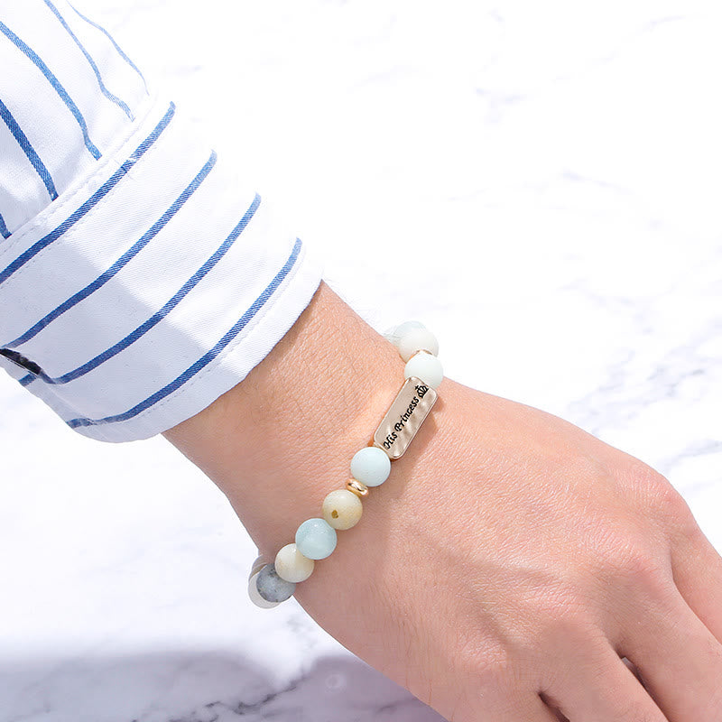 Olivenorma Braccialetto con incisione in pietra preziosa naturale His Princess Her Prince, 2 pezzi 