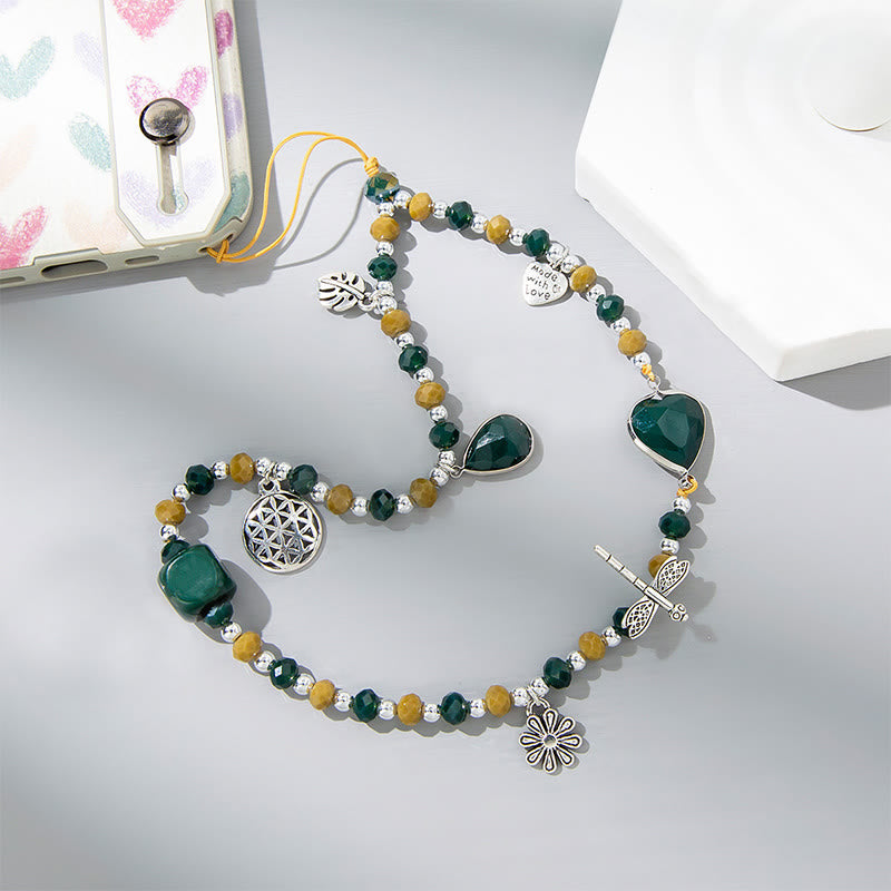Cinturino per telefono Olivenorma Crystal Pearl Drop a forma di cuore