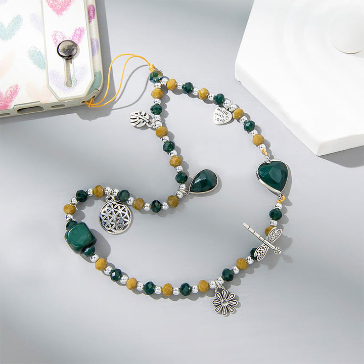 Cinturino per telefono Olivenorma Crystal Pearl Drop a forma di cuore