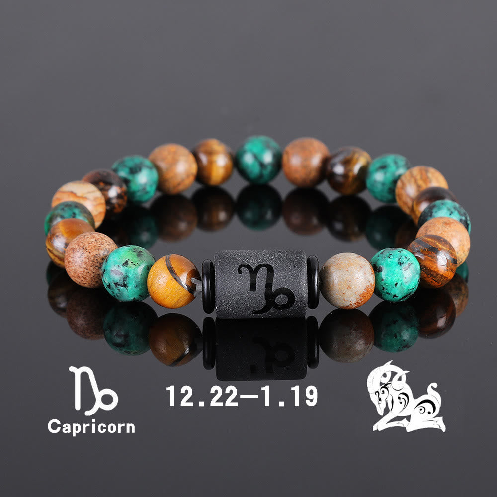 Bracciale con ciondolo zodiacale in bronzite con occhio di tigre Olivenorma