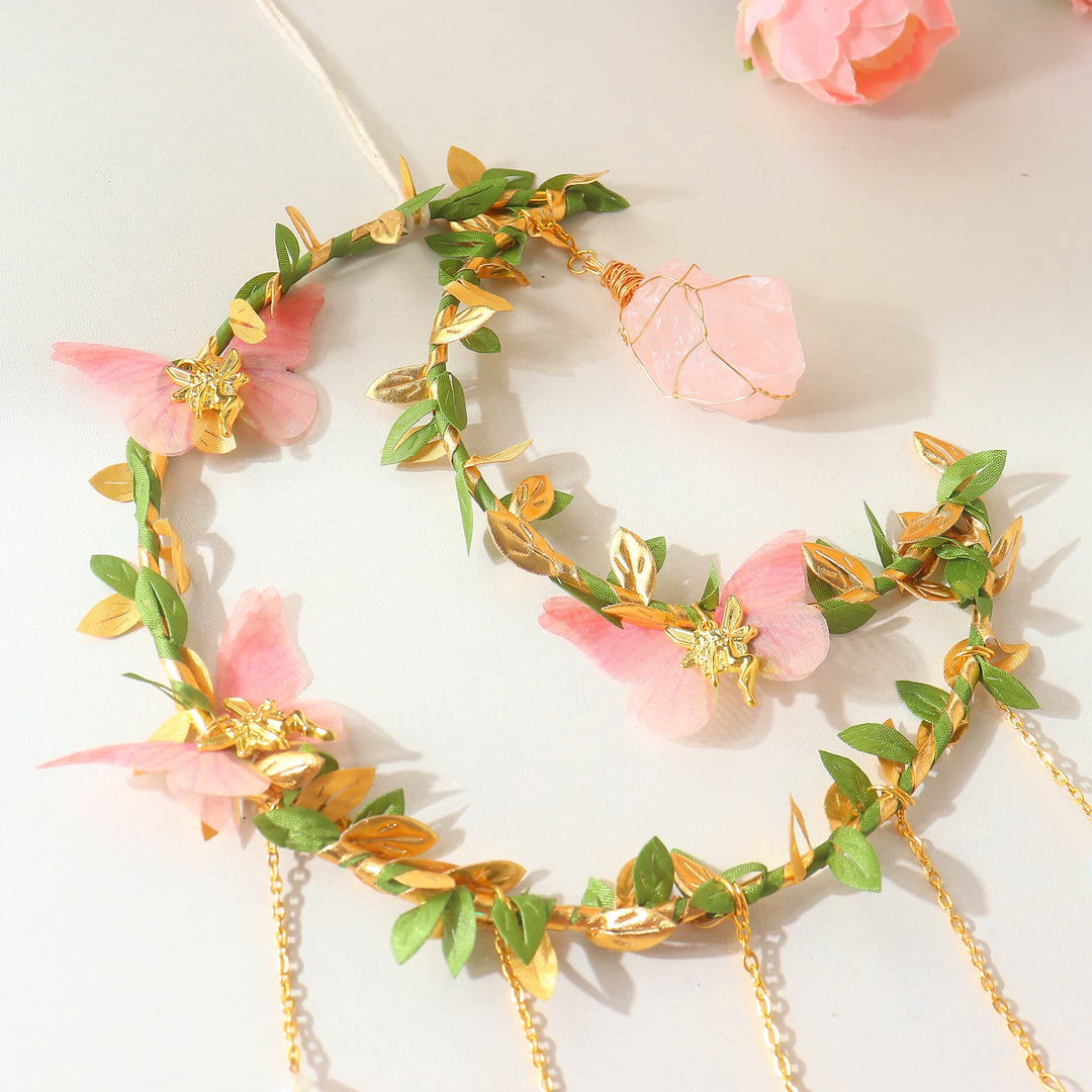 Olivenorma Rose Quartz Butterfly Good Luck Suncatcher Wind Chime 