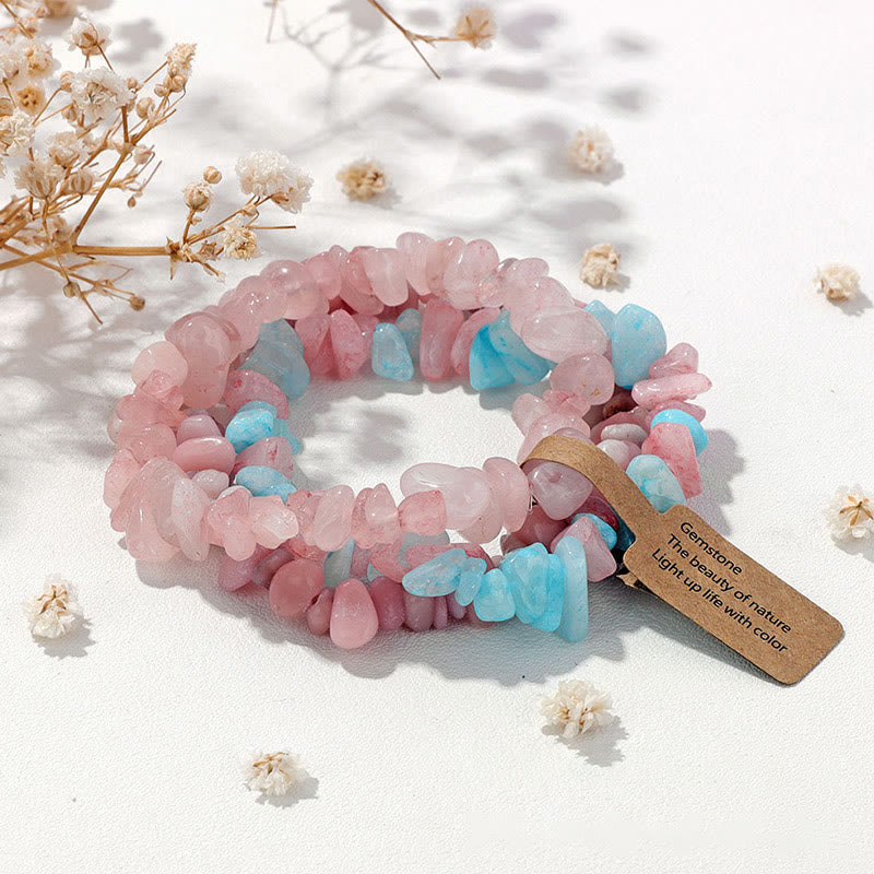 Bracciale Olivenorma a tre strati con ghiaia di cristallo irregolare naturale
