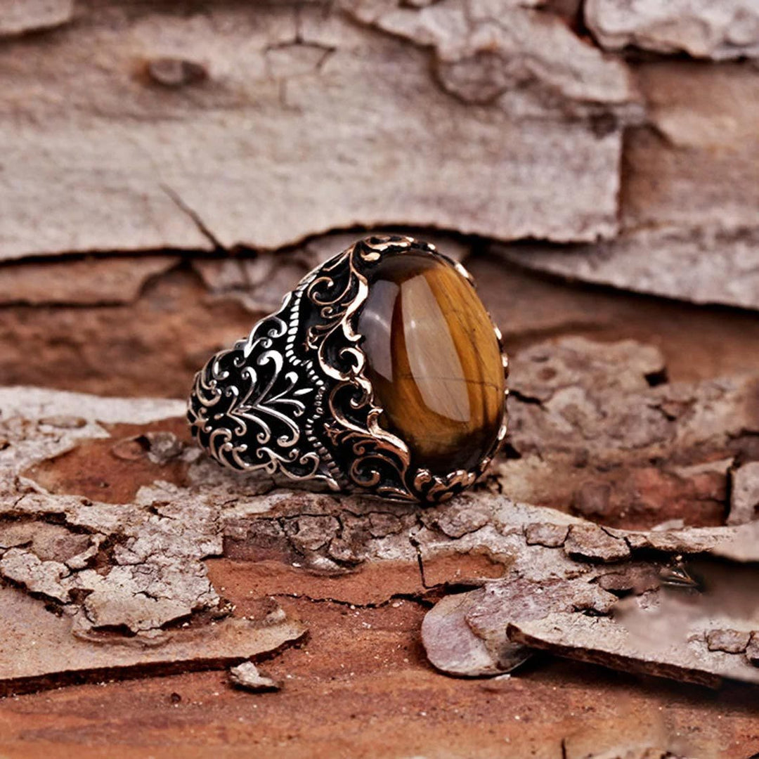 Anello da uomo Olivenorma con pietra preziosa occhio di tigre