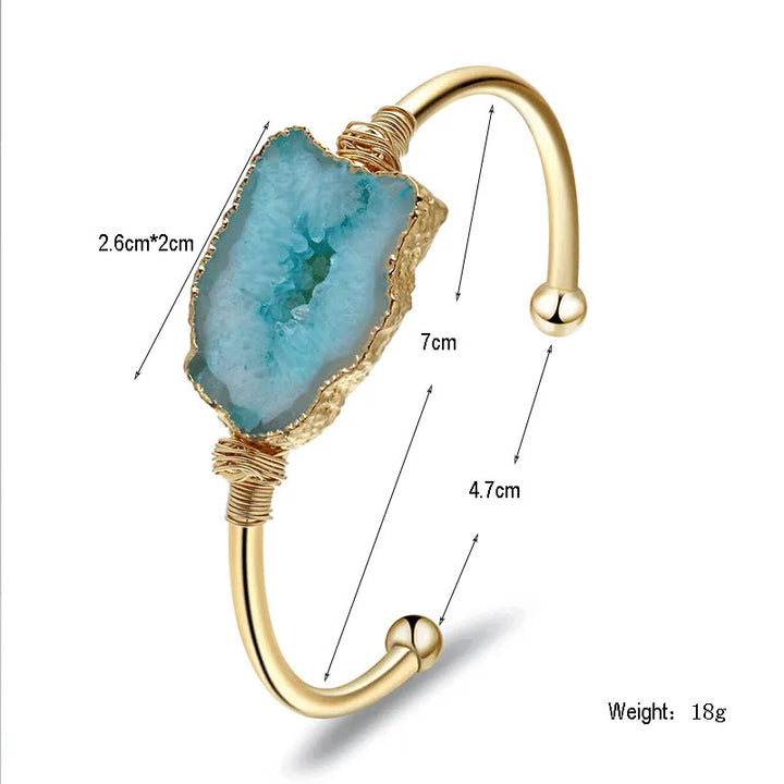 Braccialetto fatto a mano con avvolgimento a grappolo irregolare di agata naturale Olivenorma 