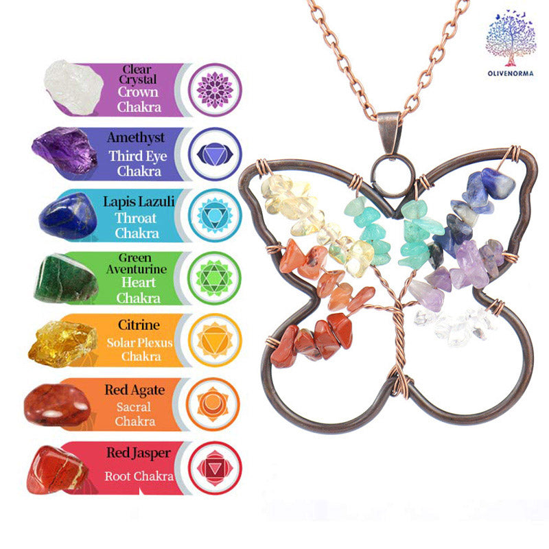 Collana di guarigione a forma di farfalla dei chakra