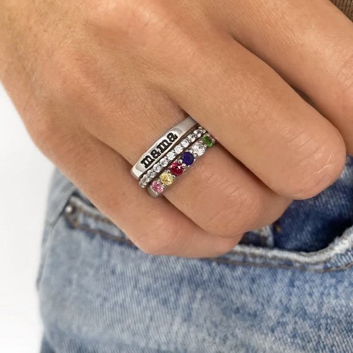 Olivenorma regalo personalizzato pietra portafortuna con zircone set di anelli da 3 pezzi