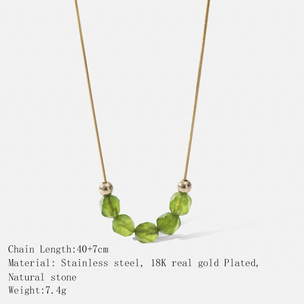 Collana Olivenorma in acciaio inossidabile 18K con perline di prehnite naturale - image 4