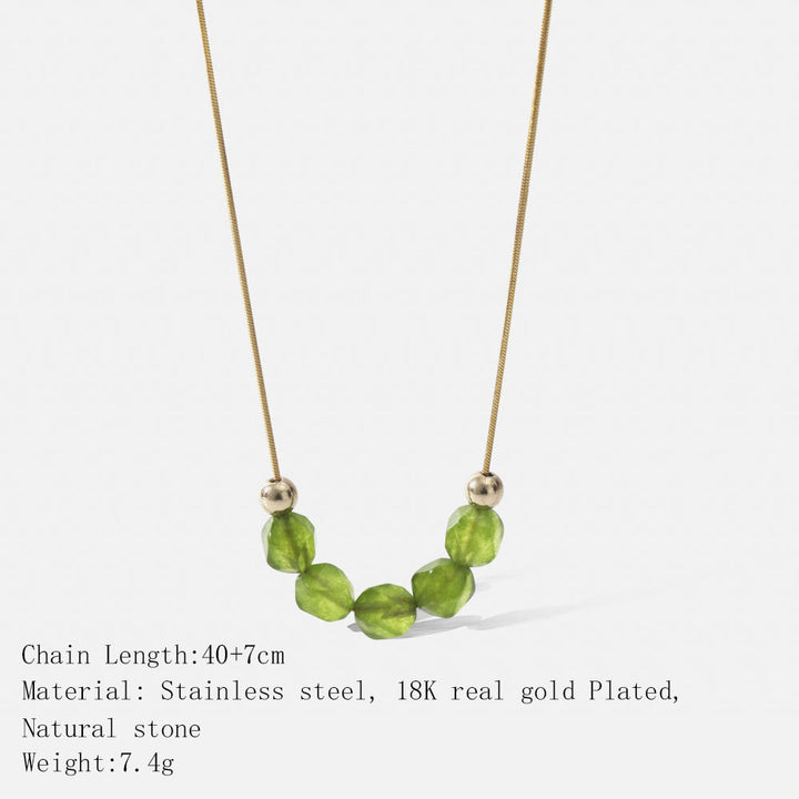 Collana Olivenorma in acciaio inossidabile 18K con perline di prehnite naturale - image 4