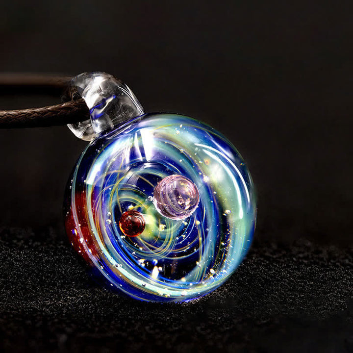 Collana in vetro con cielo stellato cosmico Olivenorma