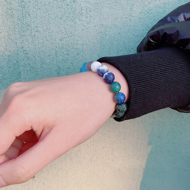 Olivenorma Bracciale Pianeta in Perline Naturali Satinate da 10 mm 