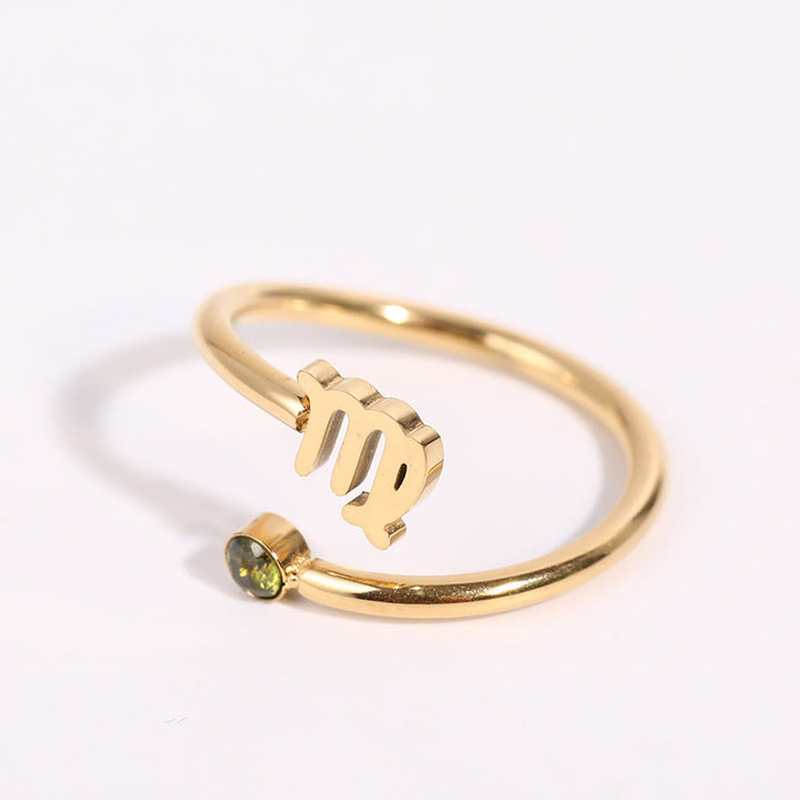 Anello con pietra portafortuna dello zodiaco Olivenorma