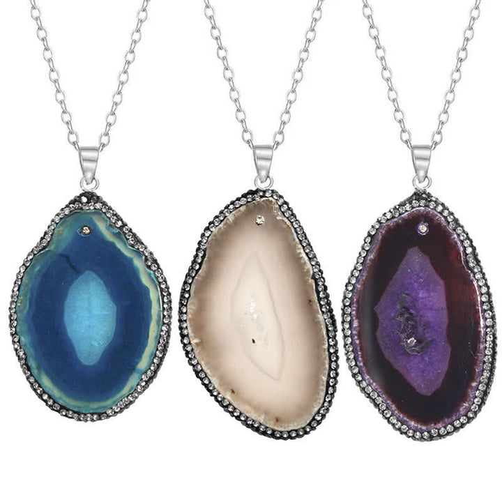 Collana in geode di cristallo naturale ornato Olivenorma