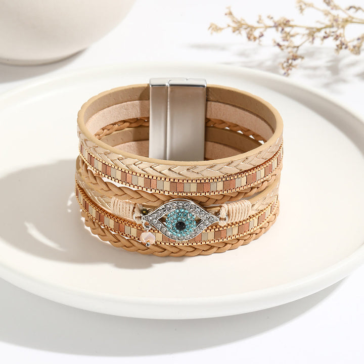 Braccialetto anti-malocchio con tormalina Paraiba e zirconi bianchi Olivenorma