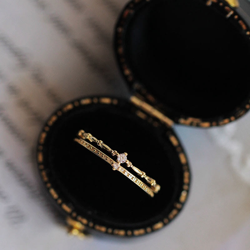 Anello Olivenorma in argento sterling S925 con zirconi bianchi a due strati 