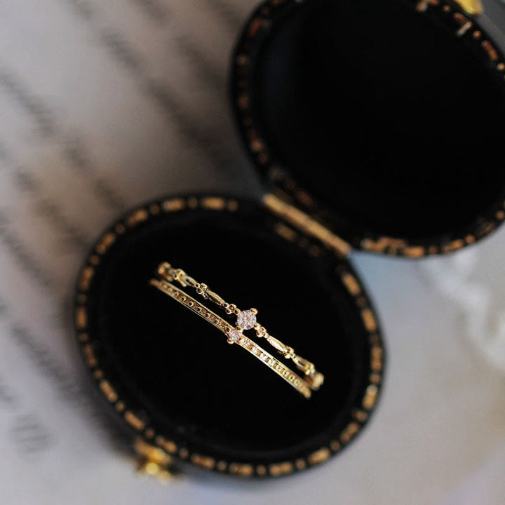 Anello Olivenorma in argento sterling S925 con zirconi bianchi a due strati 