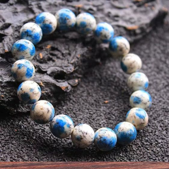 Bracciale di pietra energetica con perline di azzurrite naturale Olivenorma da 11 mm