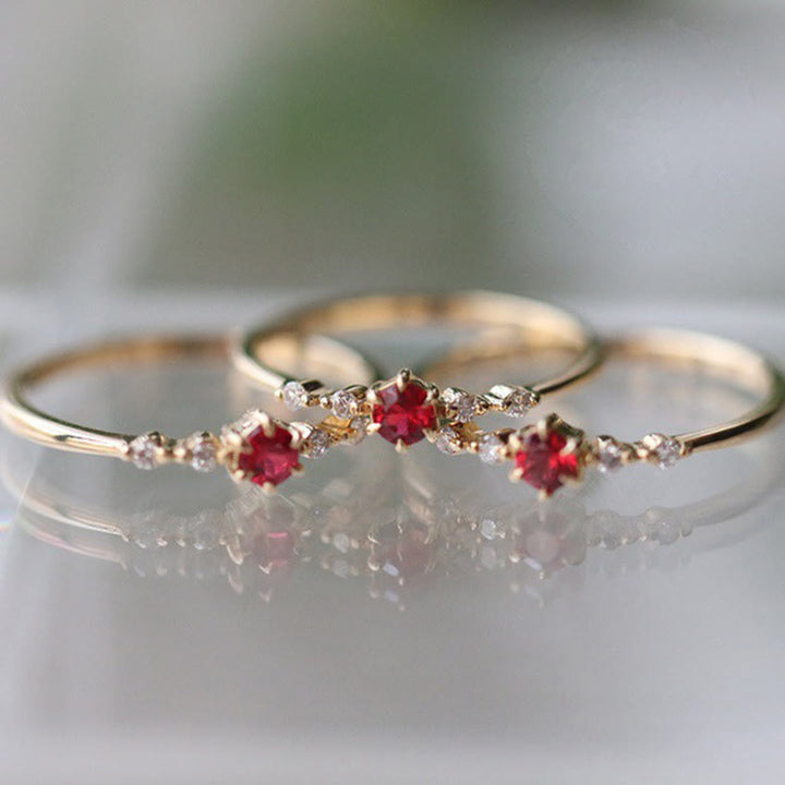 Olivenorma Anello minimalista in oro 18 carati con granato 
