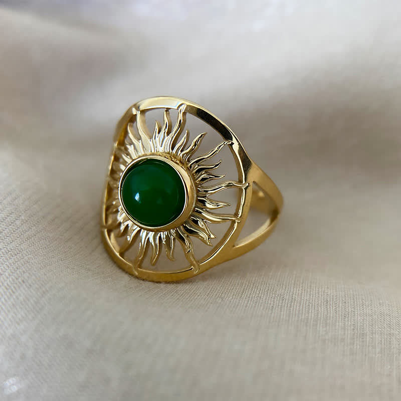 Olivenorma "Sun Arise" - Anello in giada verde celeste