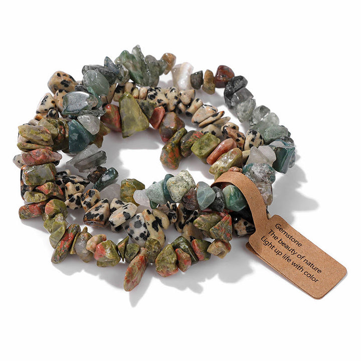 Bracciale Olivenorma a tre strati con ghiaia di cristallo irregolare naturale