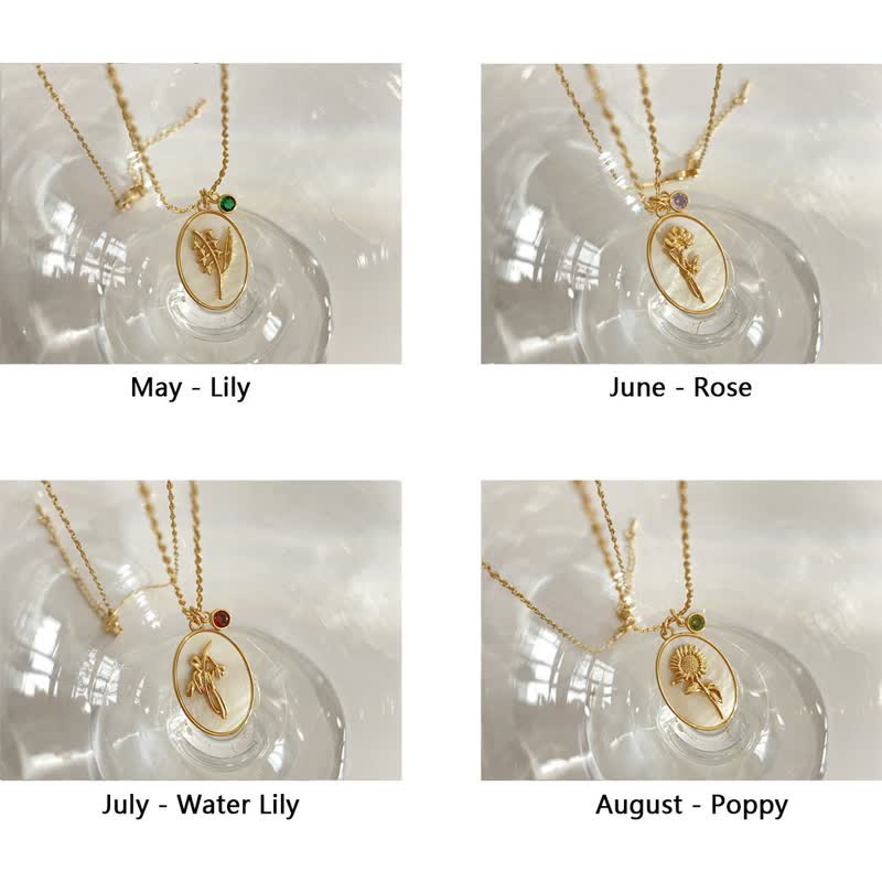 Collana con pietra portafortuna Olivenorma e fiore portafortuna