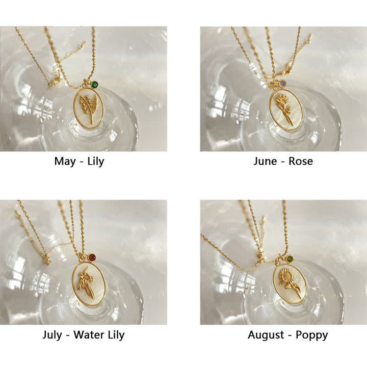 Collana con pietra portafortuna Olivenorma e fiore portafortuna