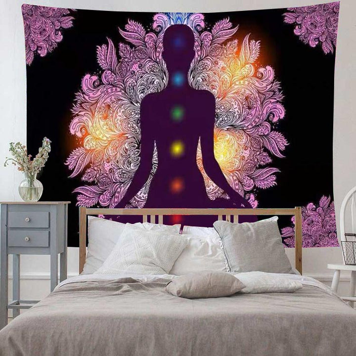 Arazzo yoga di meditazione dei sette chakra