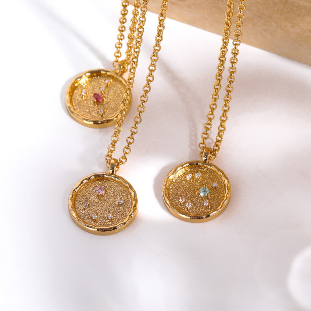 Collana con pietra portafortuna dello zodiaco in zircone bianco Olivenorma 