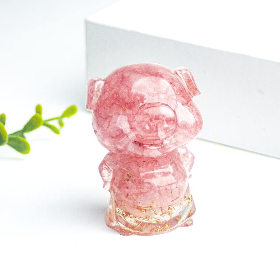 Olivenorma Piggy Decorazione con pietra preziosa portafortuna